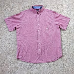 Chaps Button Up Short Sleeve Shirt Men's Large Red
